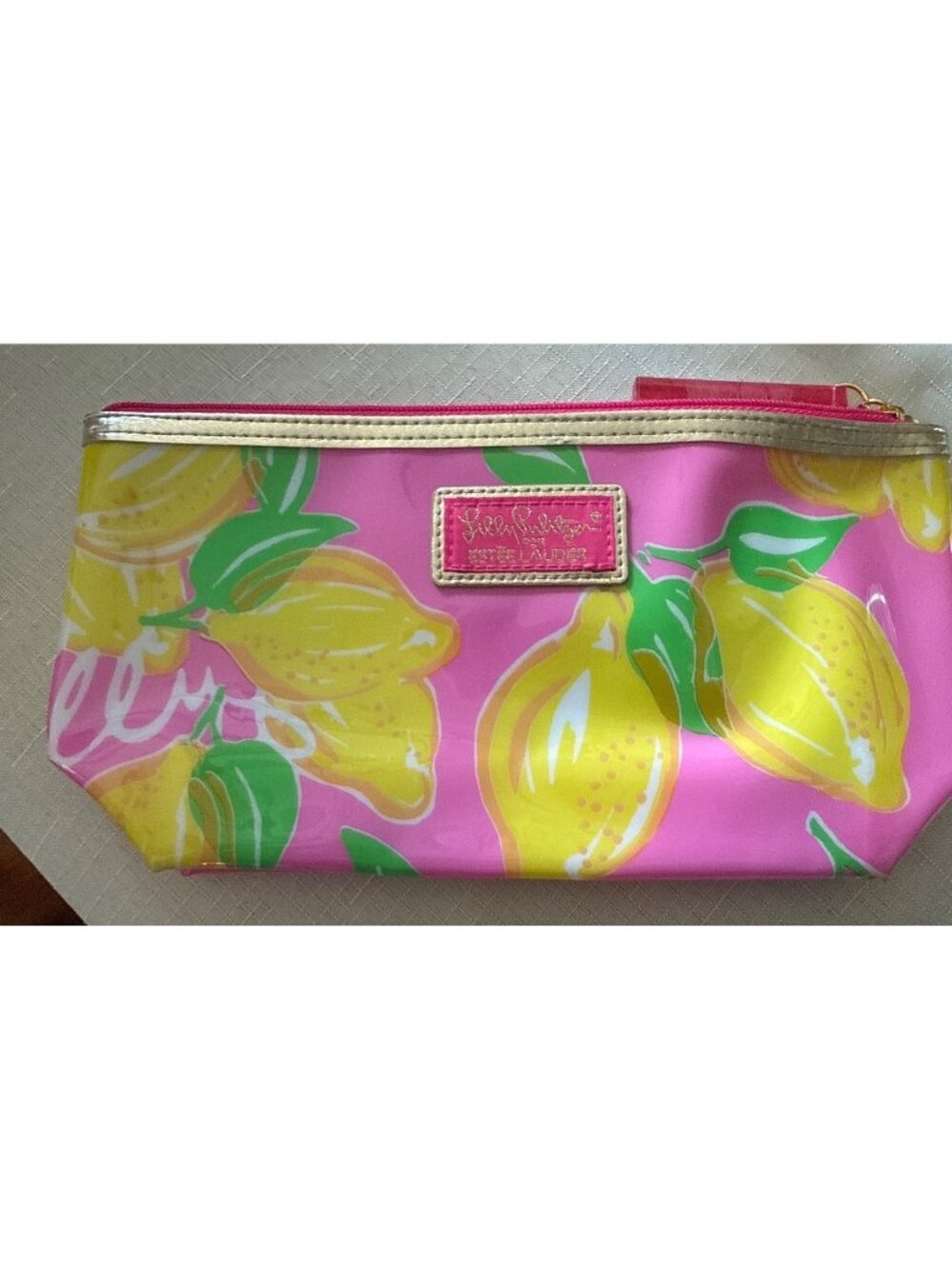 Lilly Pulitzer for Estee Lauder Pink w/Lemons  Cosmetic Makeup Bag